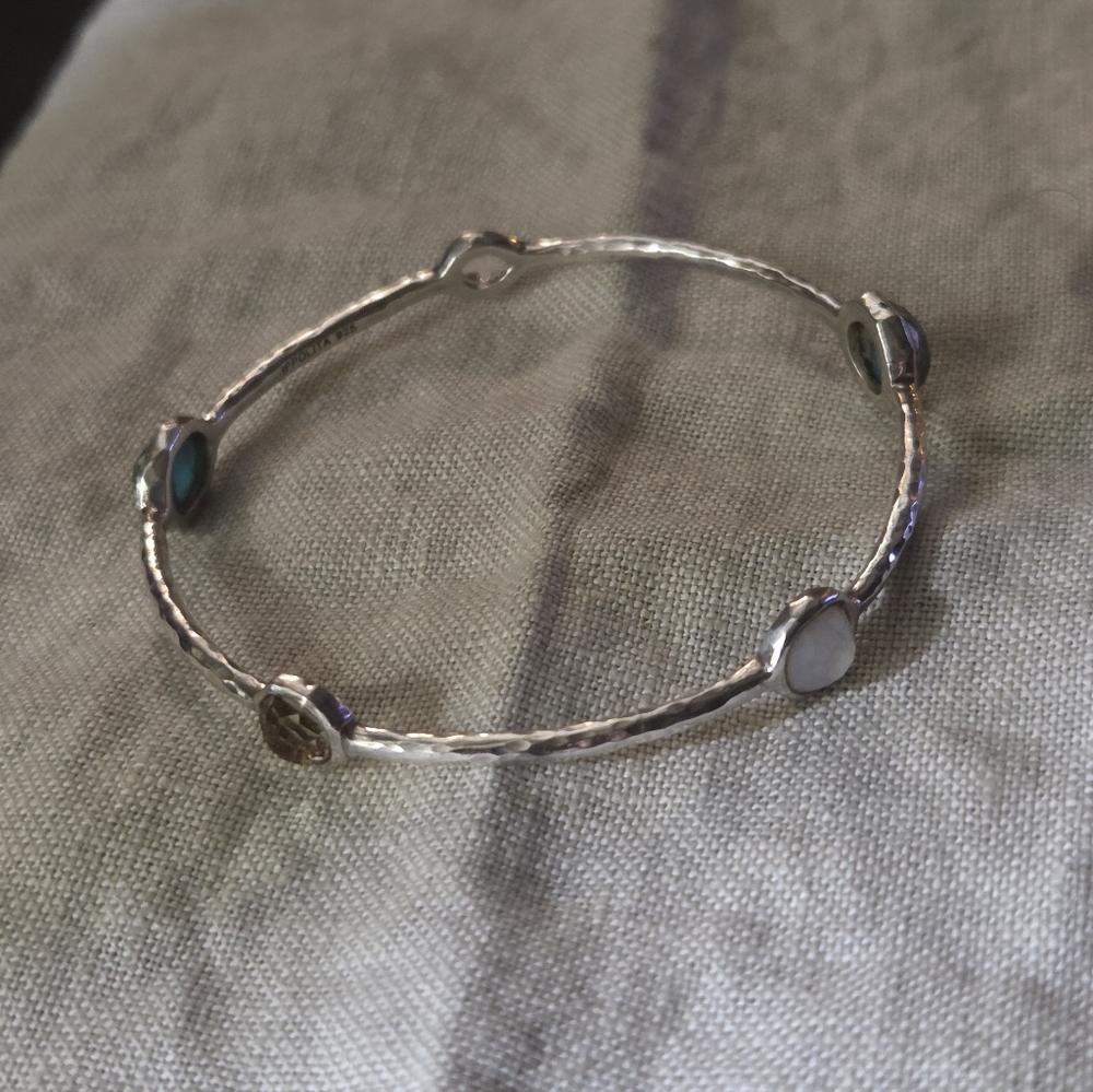 Ippolita Rock Candy 5 Station Bangle, Bronze Turquoise, MOP, Rock Crystal, in SS - Picture 4 of 13